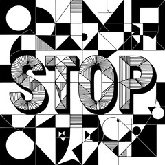 Abstract poster with the inscription "STOP