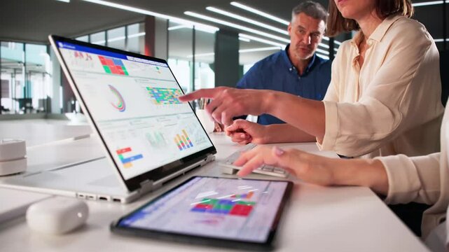 Digital Business Dashboard Displaying Analytic Data For KPI Analysis