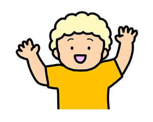 喜ぶ　金髪の男の子