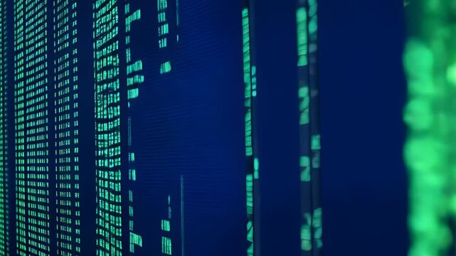 Digital Code Streaming on Dark Background

