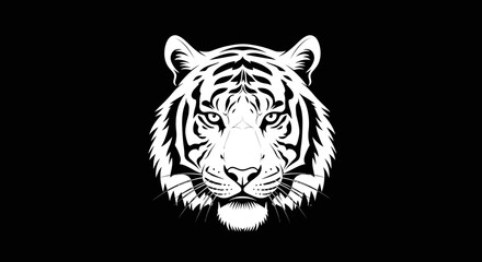 Tiger head portrait with transparent background