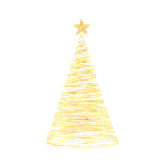 Elegant golden Christmas tree with star, festive holiday design