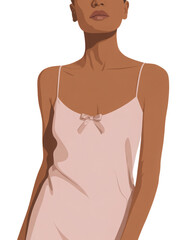 Fototapeta premium Elegant 3d rendered illustration of woman in blush silk slip isolated on transparent background