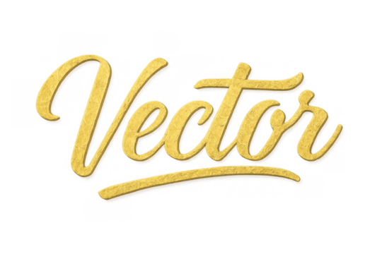 Vector text vector rendered in gold color, featuring a calligraphic script font and a textured surface. Transparent background