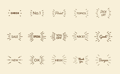 手書き風ライン　サンバーストフレーム ベクター素材