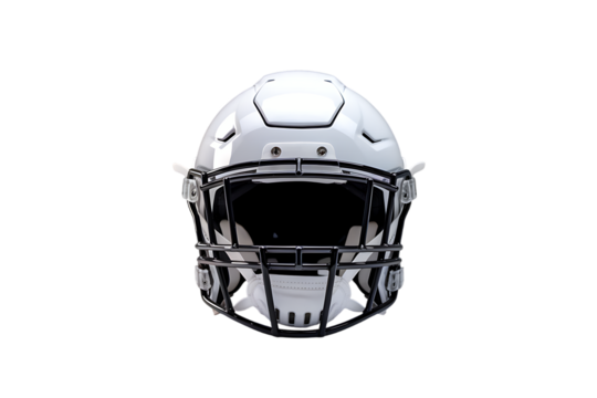 The pristine white American football helmet stands ready for the gridiron battle, showcasing its robust design and advanced protective features