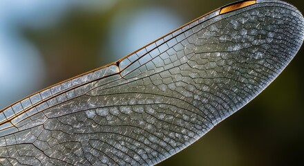 Abstract Macro of Delicate Dragonfly Wing Patterns

