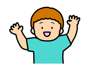 喜ぶ　茶髪の男の子
