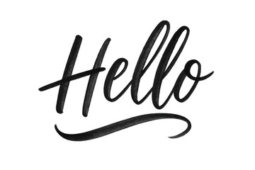 Obraz premium Hand lettering hello in elegant script for greeting messages, communication, and friendly welcome concepts, transparent background