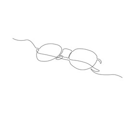 One continuous line drawing of eyeglasses. single line of glases. illustration of sunglasses. editable outline