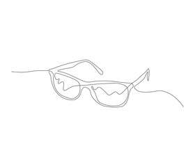 One continuous line drawing of eyeglasses. single line of glases. illustration of sunglasses. editable outline