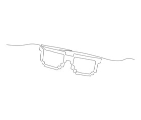 One continuous line drawing of eyeglasses. single line of glases. illustration of sunglasses. editable outline