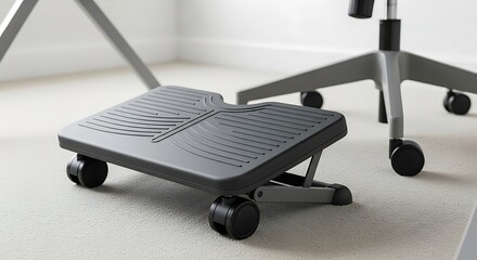 Ergonomic footrest with wheels for office comfort and posture support.