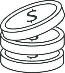 Stack of coins with dollar signs, symbolizing wealth and financial growth.