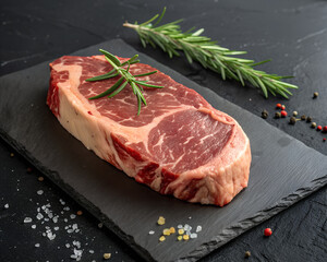 High-Quality Raw Beef Cut with Herbs and Sea Salt – Luxury Food Concept

