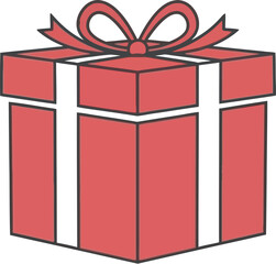 Festive red gift box with white ribbon and bow, ready for celebration