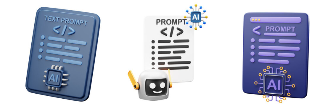3D AI Prompt Text Illustration Icon High Quality Artificial Intelligence Design for Modern Technology, and Computing Concepts