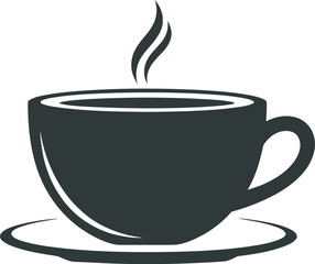 Steaming hot cup of coffee on a saucer, perfect for a morning wake-up.