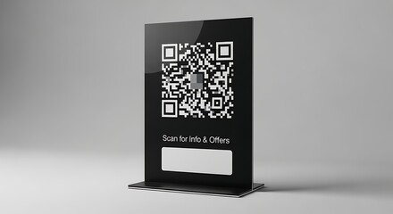 QR Code Display Stand for Information and Offers.