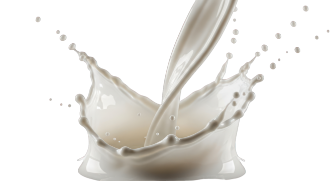 Liquid splashing with droplets on a greenscreen background.