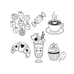  vector icon set features food like coffe.cack,ice-crem.
