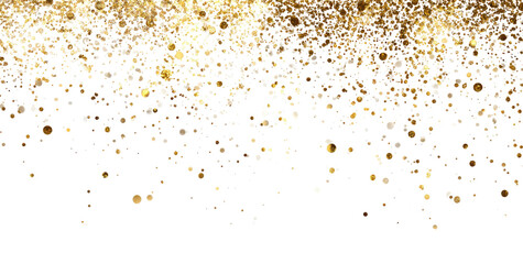 Golden glittering particles falling against a dark background