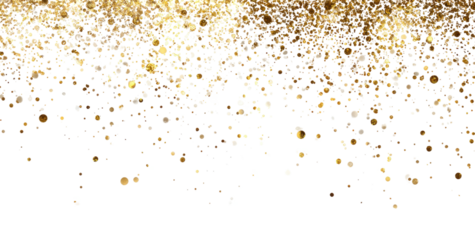 Golden glittering particles falling against a dark background