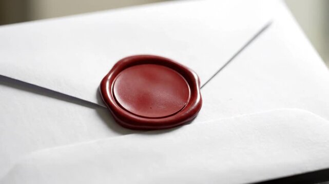Sealed Envelope with Official Sticker on Wooden Table