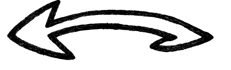 A chalky, hand-drawn arrow curves to the left on a black background