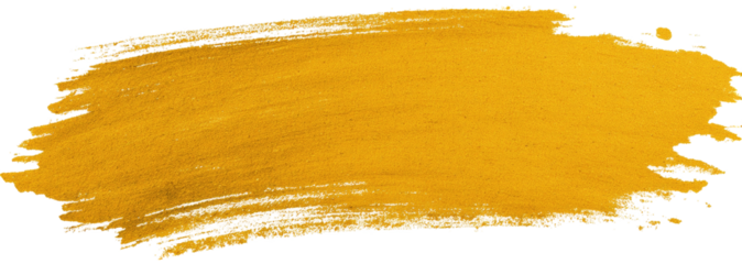 Yellow brush stroke with textured surface, isolated on black