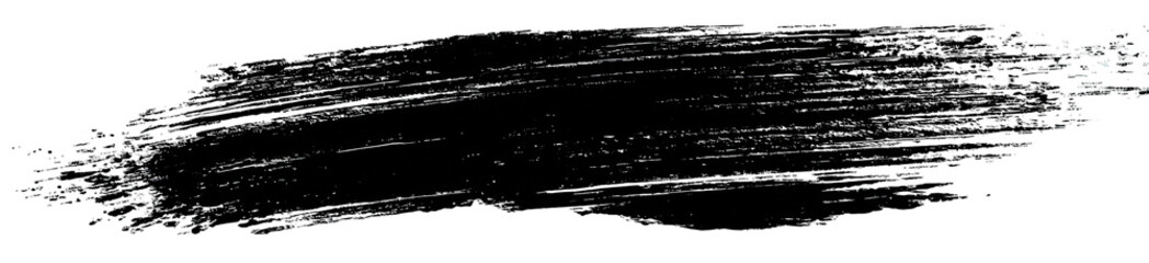 A dark, textured brush stroke with white speckles against a black background