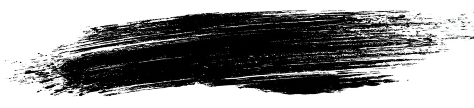 A dark, textured brush stroke with white speckles against a black background