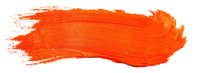 Vivid orange brush stroke with textured lines on a black background