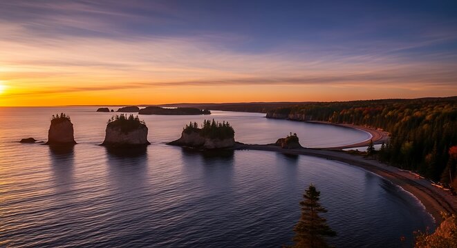 Sunset Over Lake Superiors Iconic Sea Stacks at Miners Castle.
