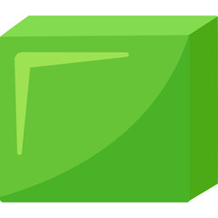 Green 3D Cube Shape With Subtle Light Reflections And Sharp Edges On A Transparent Background