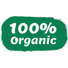 Green 100 Percent Organic Label Text on White Background Natural Product Seal Stamp Stamp Badge Element Vector Illustration