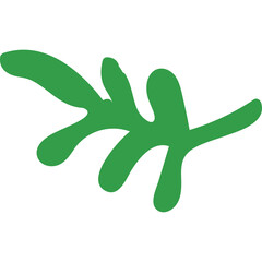 Green abstract branch with organic leaf shape on a transparent background symbolizing growth nature and eco-friendly concepts