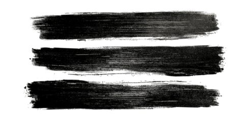 Three dark, textured brush strokes on a black background