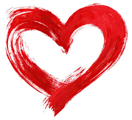 Red brush stroke heart on black background