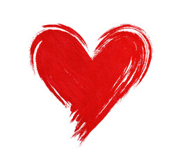 A vibrant red, hand-drawn heart with a textured, brushstroke appearance