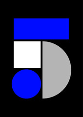 Abstract geometric digital layout using blue, white, and black lines for sleek design tone