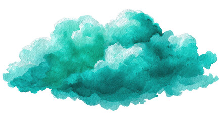A vibrant turquoise watercolor cloud drifts against a transparent backdrop