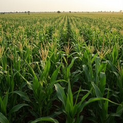 Fototapeta premium Vast green corn field