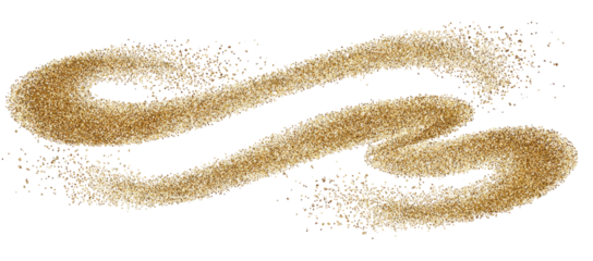 Golden sand flowing in a continuous, abstract shape on a black background