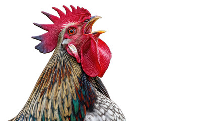 Close-up of a colorful rooster on a greenscreen background