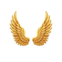 Golden angel wings soaring high, representing freedom and victory