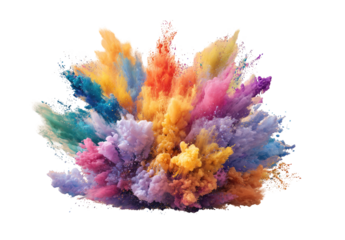 Vibrant colorful powder explosion against a black background