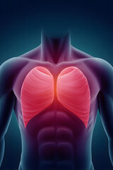Illustration of the human lungs glowing inside the body