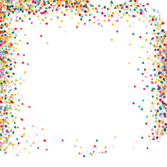 Fototapeta premium Vibrant confetti frames a blank white square, dark background