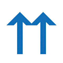 Fototapeta premium Two blue upward arrows forming a V-shape against a black background